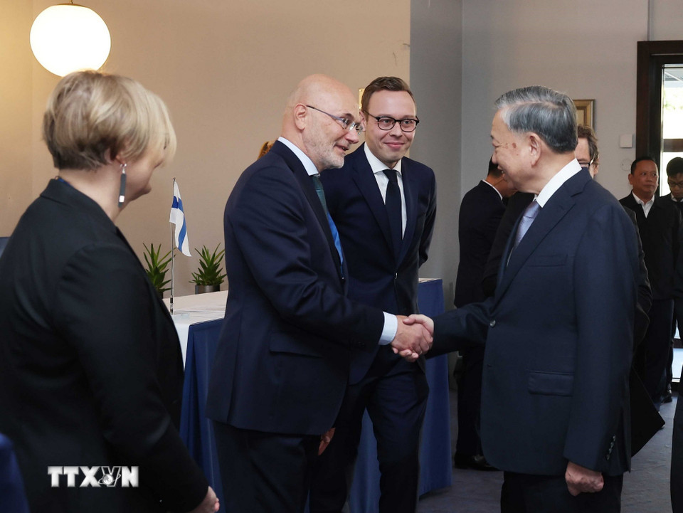 Tổng Bí thư Tô Lâm gặp đại diện doanh nghiệp, Chính phủ Phần Lan - Ảnh: TTXVN