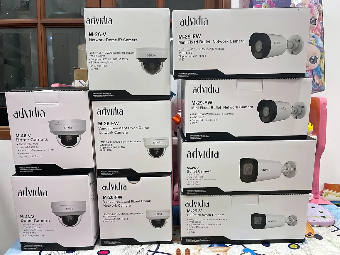 Camera Advidia dome và thân trụ chuẩn bị lắp đặt cho khách sạn