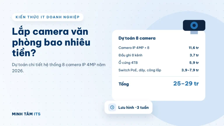 Dự toán chi phí lắp 8 camera IP cho văn phòng năm 2026