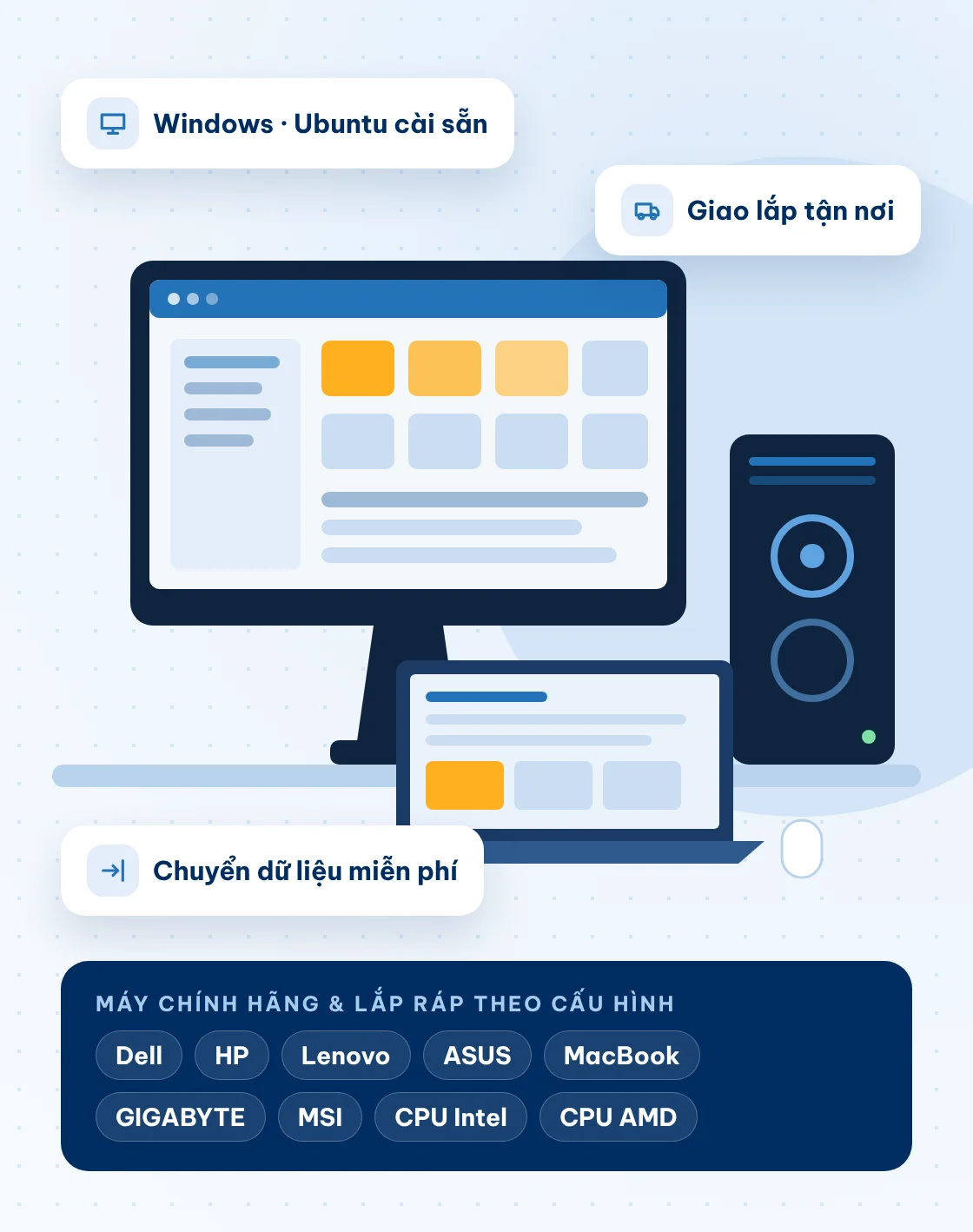 Minh Tâm ITS cung cấp máy tính văn phòng, laptop, máy trạm chính hãng cho doanh nghiệp